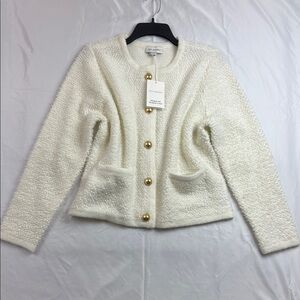 Women's Cream Cardigan with Gold Buttons